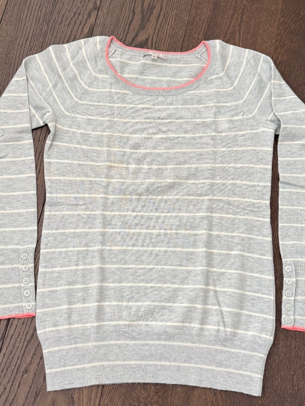 Gap Women’s Medium Wool Blend Striped Sweater Gray Ivory Pink M